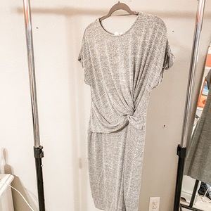 Grey Wrapped Midi Dress